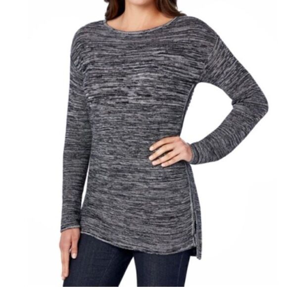 Ellen Tracy Marled Light Knit Sweater Size XL Black/Ivory Color - Picture 2 of 8